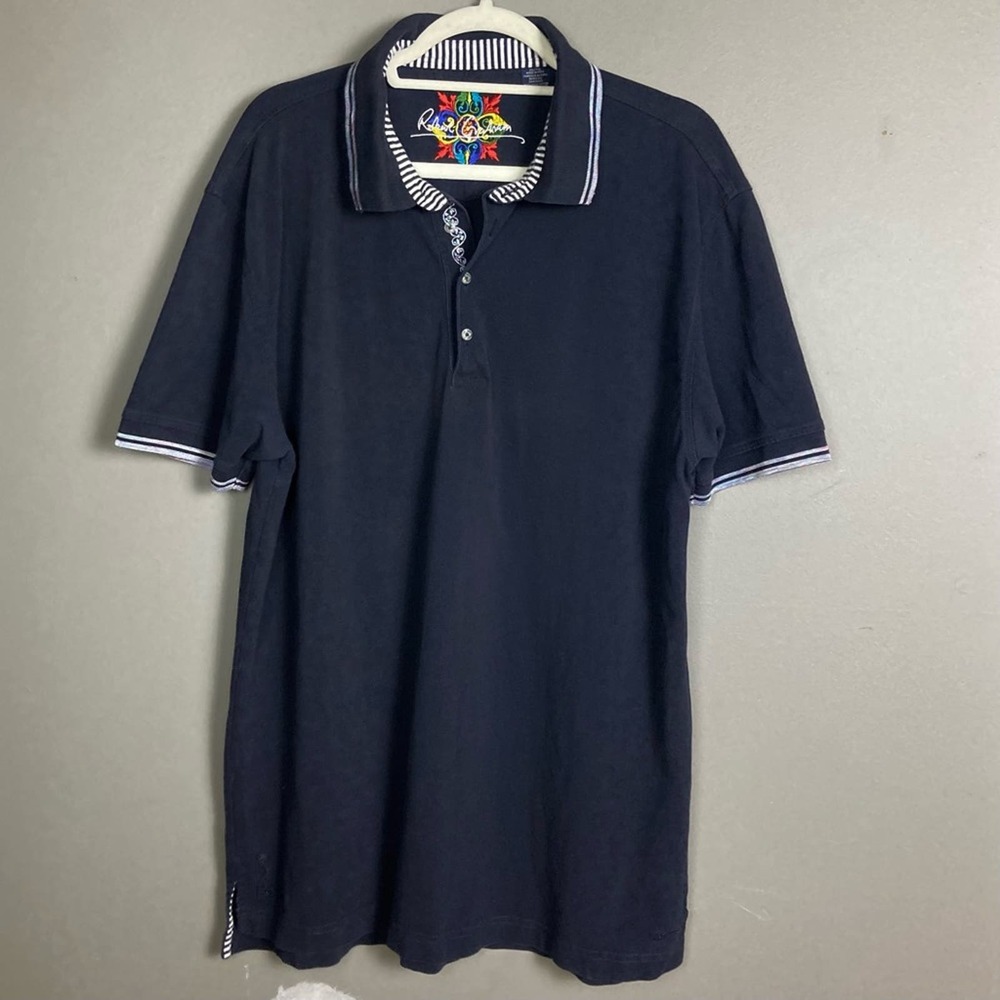 Robert Graham polo shirt men's XXL black embroidered dad golf